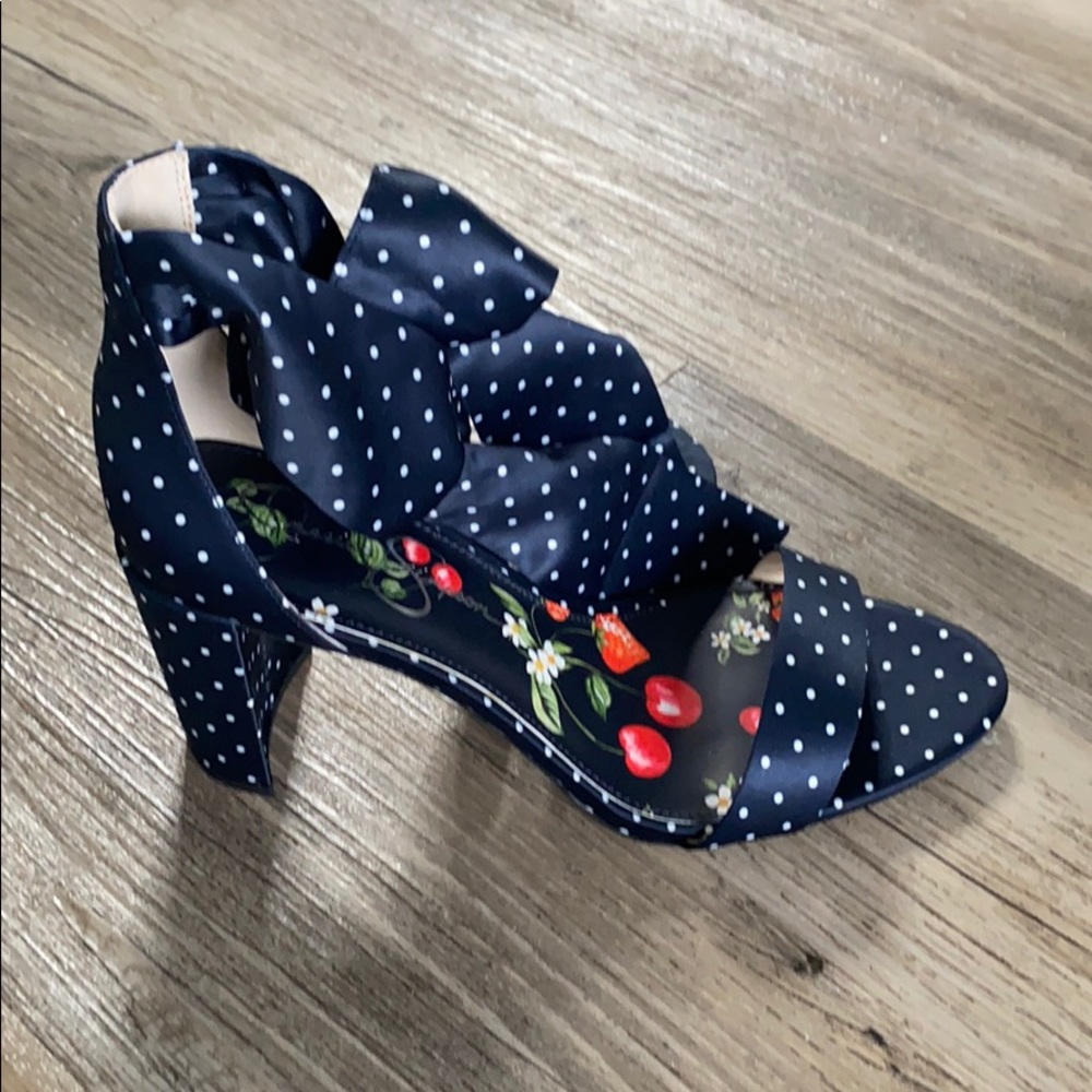 Navy polka dot ankle tie Jessica Simpson Heel